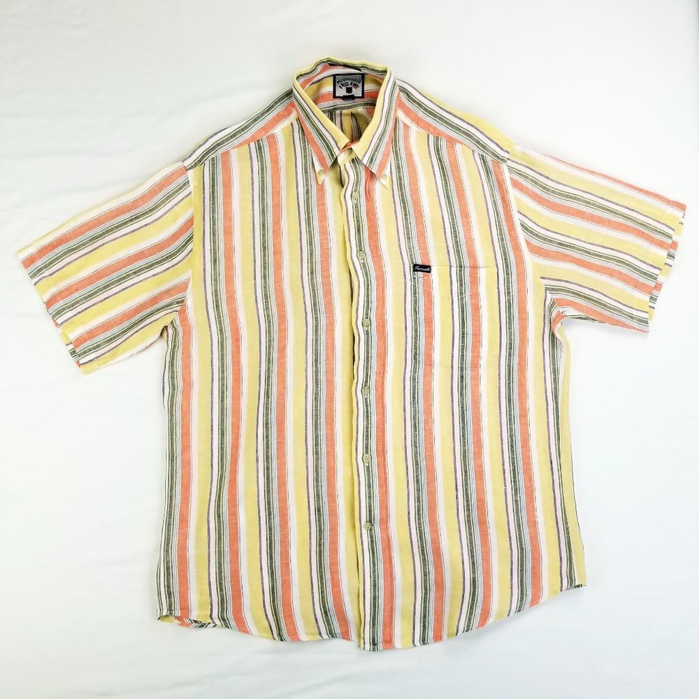 Faconnable Multicolor Striped Casual Button Down … - image 1